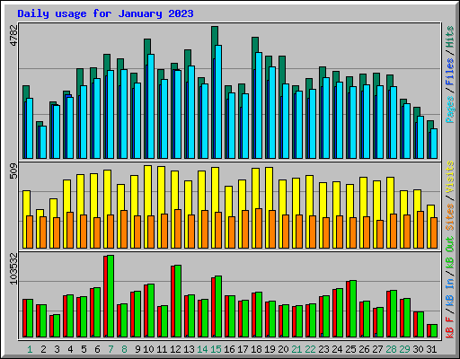 Daily usage for January 2023